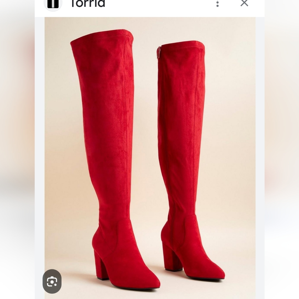 Torrid Over the knee, RED Suede Boots Size 7.5 *FREE SHIPPING*
